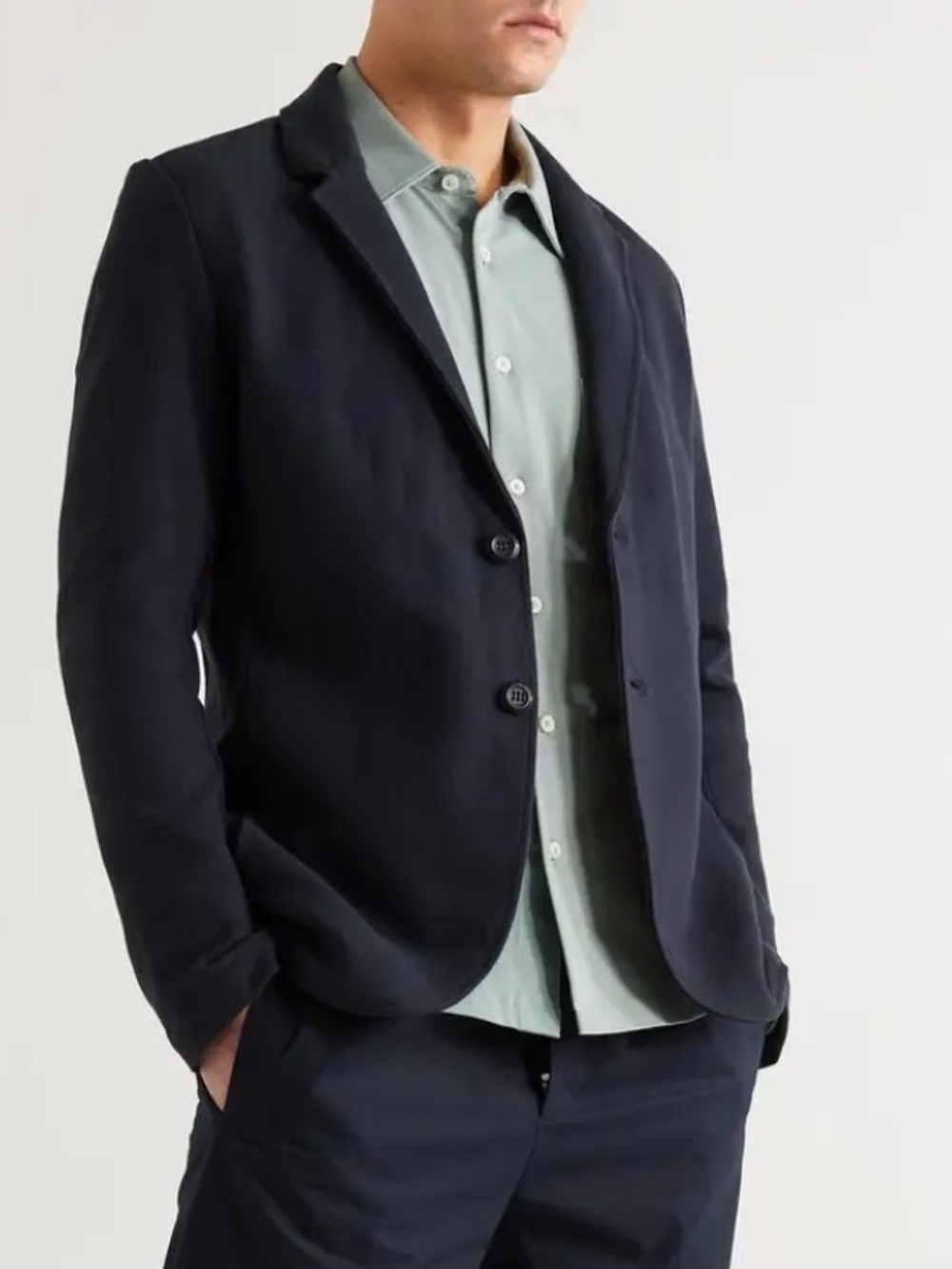 Mr Porter HAMILTON AND HARE Travel Waffle-Knit Blazer in Blue size Medium
